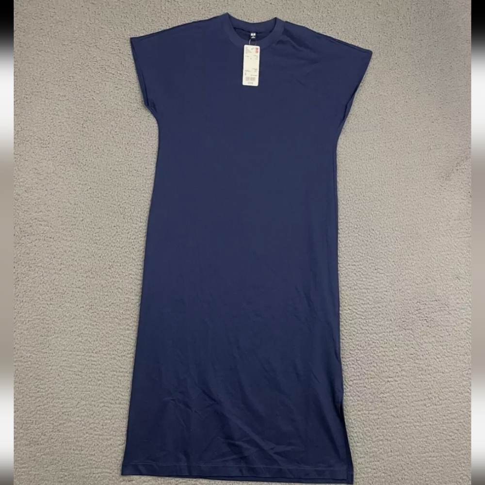 Uniqlo Blue Mercerized French Sleeves Dress